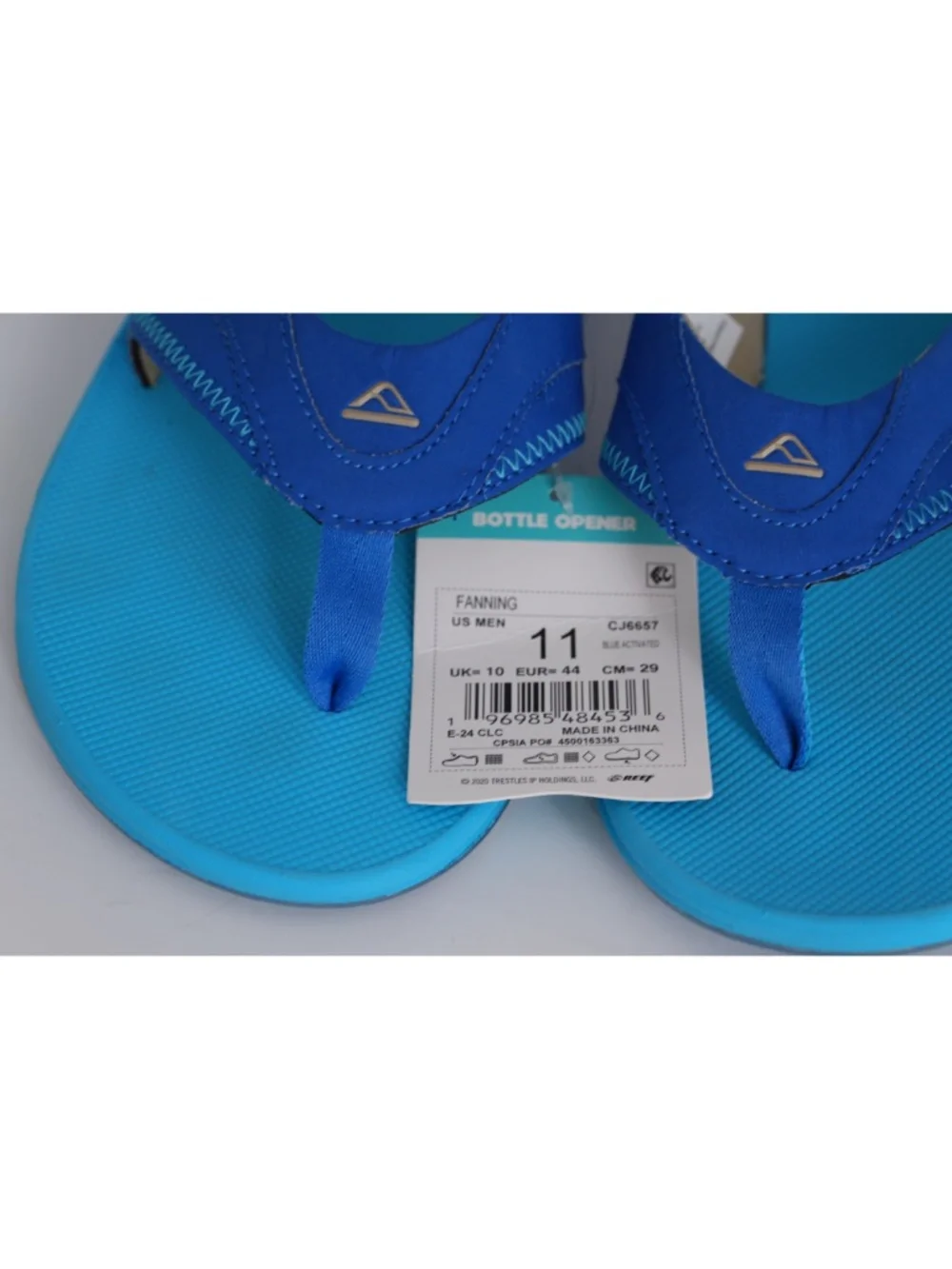 Reef Fanning Flip Flops Blue Activated Bottle Opener Sandal CJ6657 US 11 EU 44